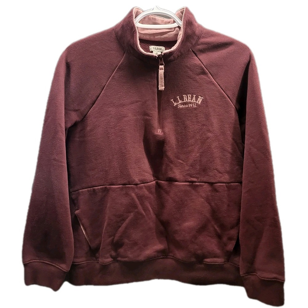 LL Bean 1912 Womens Sweatshirt 1/4 Zip Pullover Red 517789 Medium